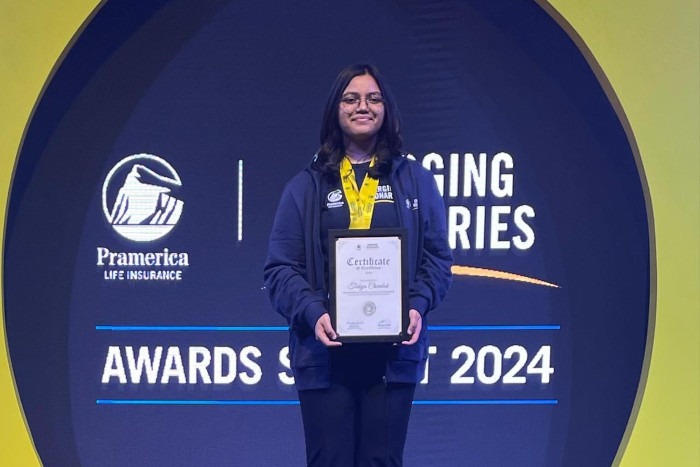 Tishya Chandok of Class X awarded Silver Medallion by Pramerica Life Insurance